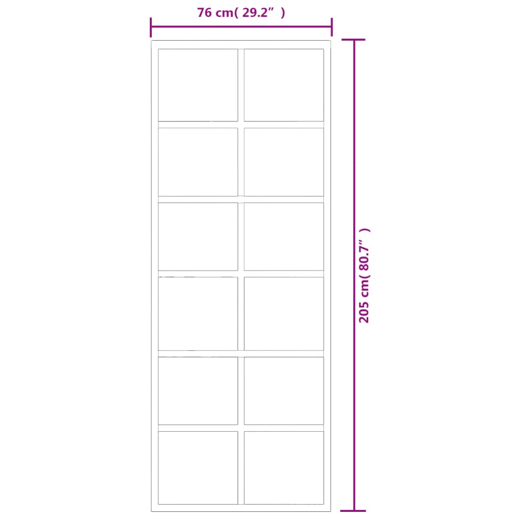 Sliding Door with Fittings Tempered Glass & Aluminum 76 X 205 Cm