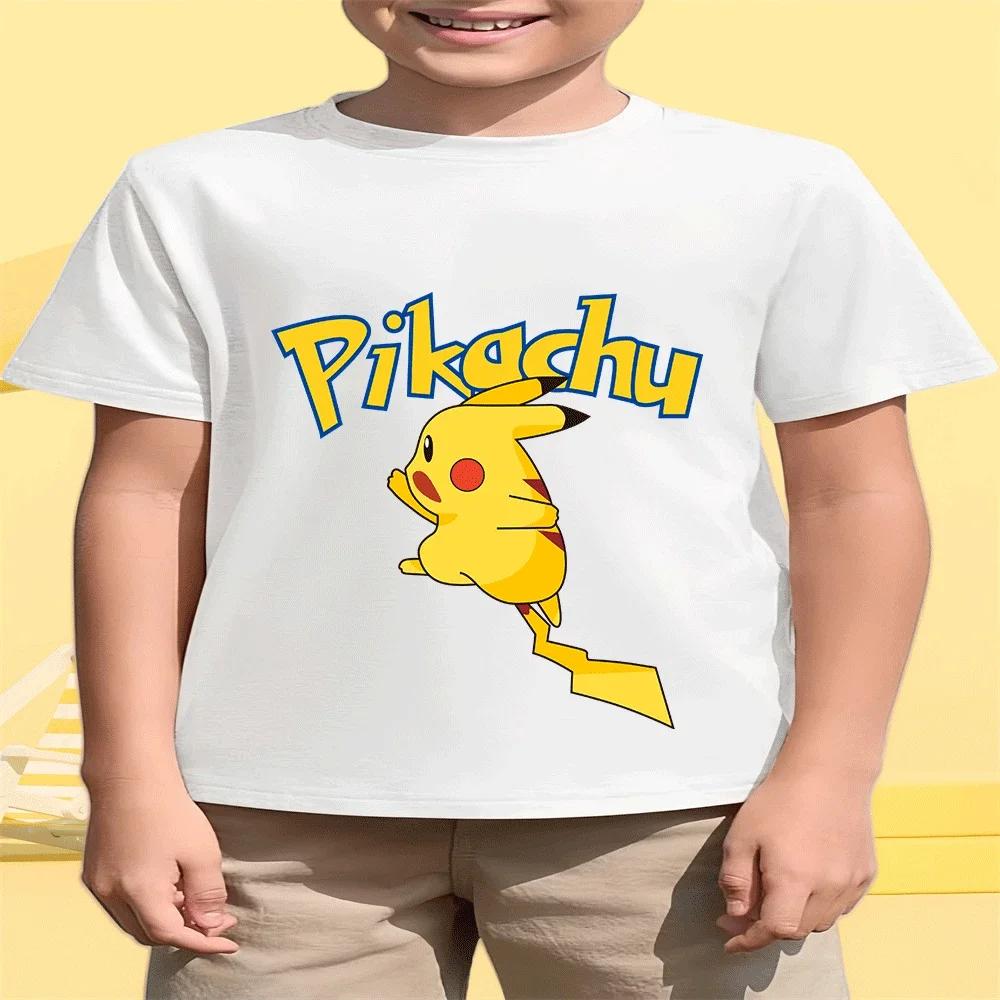 Pikachu Anime Kids Cotton T Shirt Summer 214Y Casual Daily Children Top Hot Sale