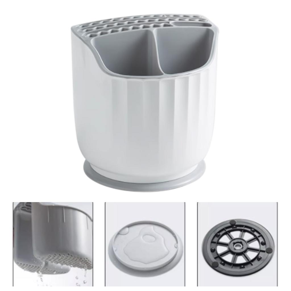 Rotating Utensil Holder Multiple Compartments Plastic Kitchen Counter Knife Chopstick Rack