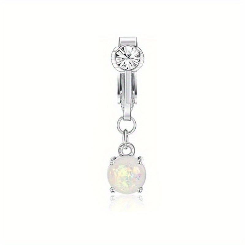 

Bobisty 1pc Stainless Steel Sparkling CZ Opal Butterfly Moon Clip-On Belly Button Ring - Non-Piercing Fake Dangle for Women Men