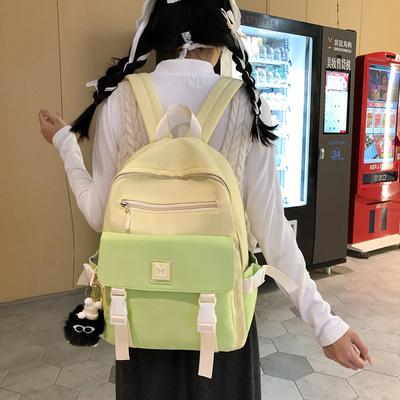 Large Capacity Lightweight Junior High School Schoolbag Women's Color Contrast Backpack