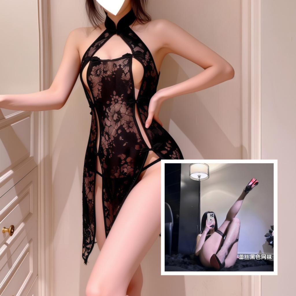 Sex lingerie sexy free temptation cheongsam hot cosplay uniform pure desire wind see-through nightdress