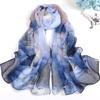 Fashion Floral Printing Silk Scarf Lotus Leaf Breathable Beach Shawl Smooth Women Foulard Women