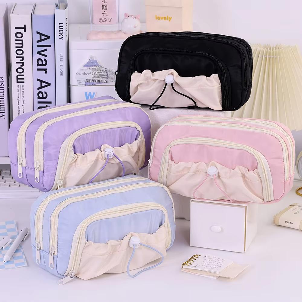 3 Layers Large Capacity Pencil Bag Aesthetic Pen Case Big Stationery Bag Zipper Pencil Pouch Children Pen Bag School Supplies