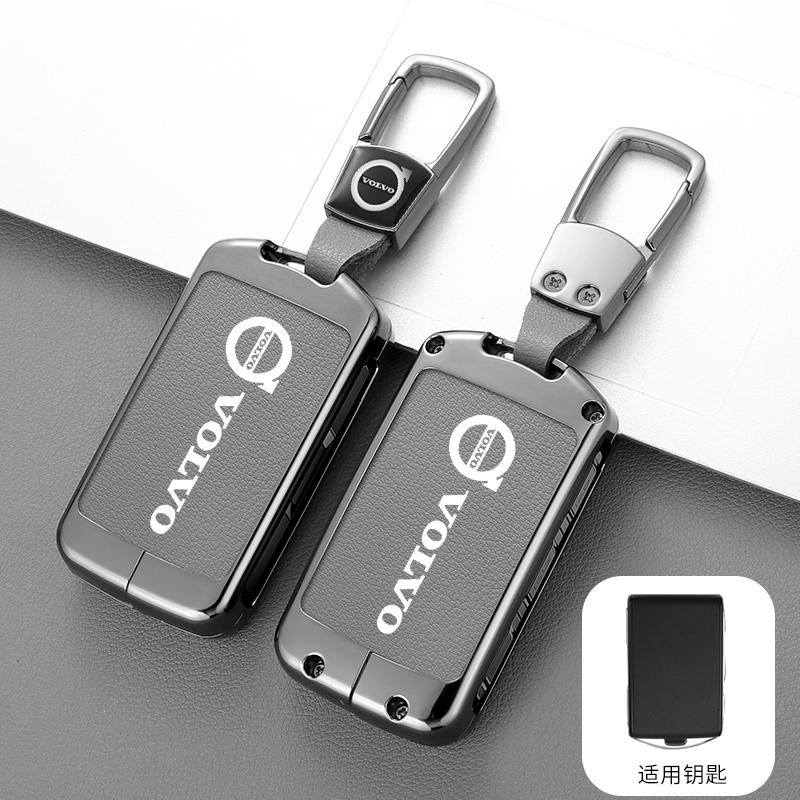 Zine Alloy Leather Car Key Case Cover Shell For Volvo XC40 XC60 S90 XC90 V90 2017 2018 T5 T6 T8 Polestar 1 2 Protector Accessory