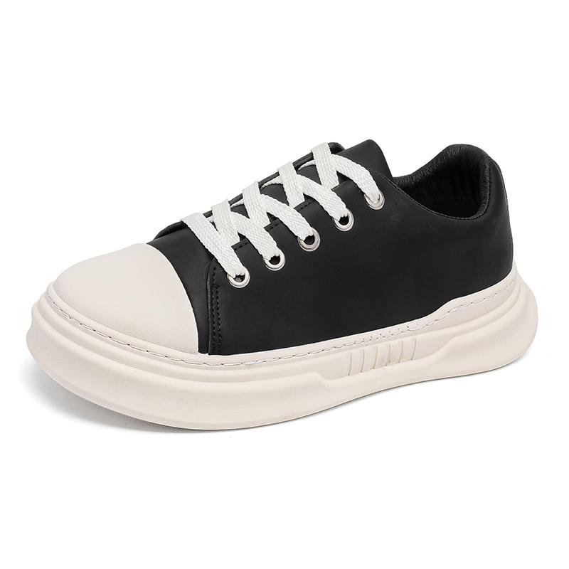 Fashion Split Leather Mens Walking Shoes Comfortable Casual Shoes Lace Up Male Running Sneakers New Vulcanize Shoes Skateboard Footwear