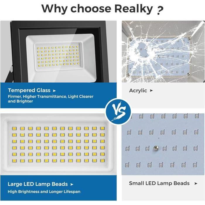 Projecteur LED - REALKY - 50W - 5000LM - IP65 Étanche - Éclairage Extérieur Jardin, Patio, Garage