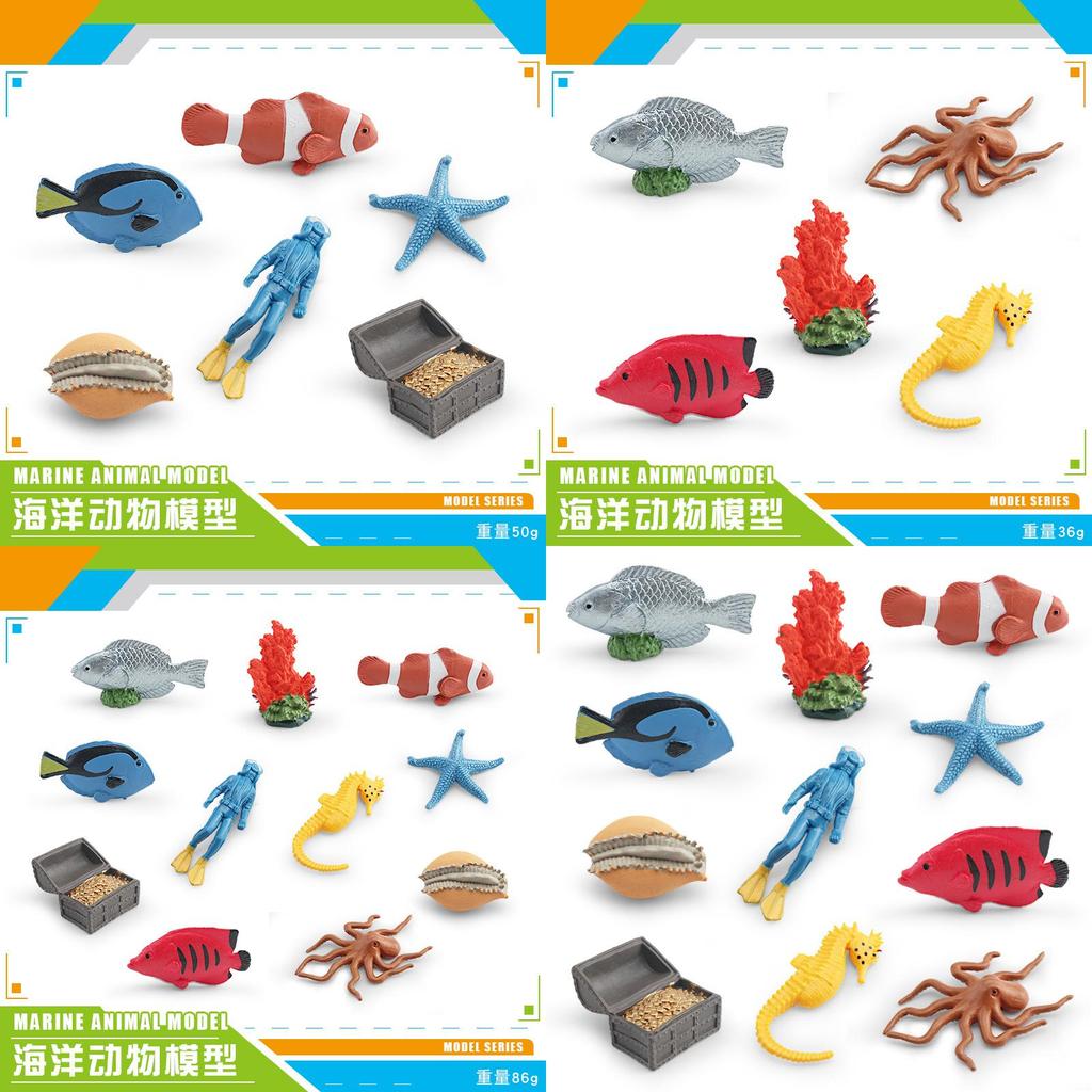 Realistic Ocean Creature Pvc Figurine Set Coral Reef Fish Octopus Starfish Marine Scene Decor For Home