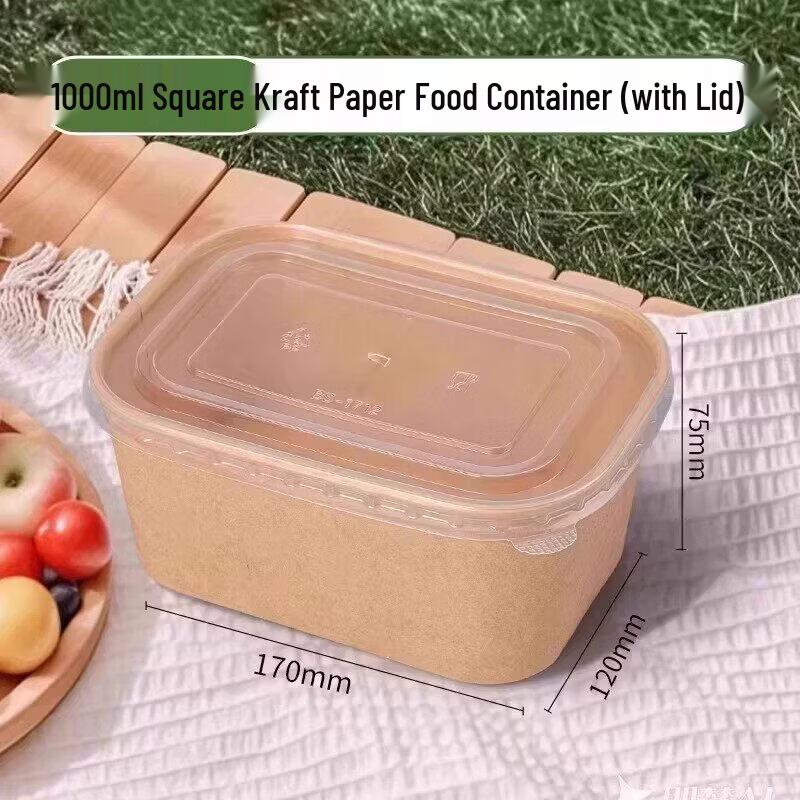 Qiwei Disposable Food-Grade Paper Bowls with Lids 501mL-1000mL