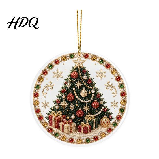 Festive Tree Hanging Christmas Acrylic Ornament 2D Flat Double Side Printed Thoughtful Gifts for Friends Santa Snowman Pendant Window Holiday Decor