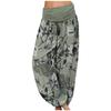 Women Casual Plus Size Print Elastic Waist Straight Loose Haren Long Pants