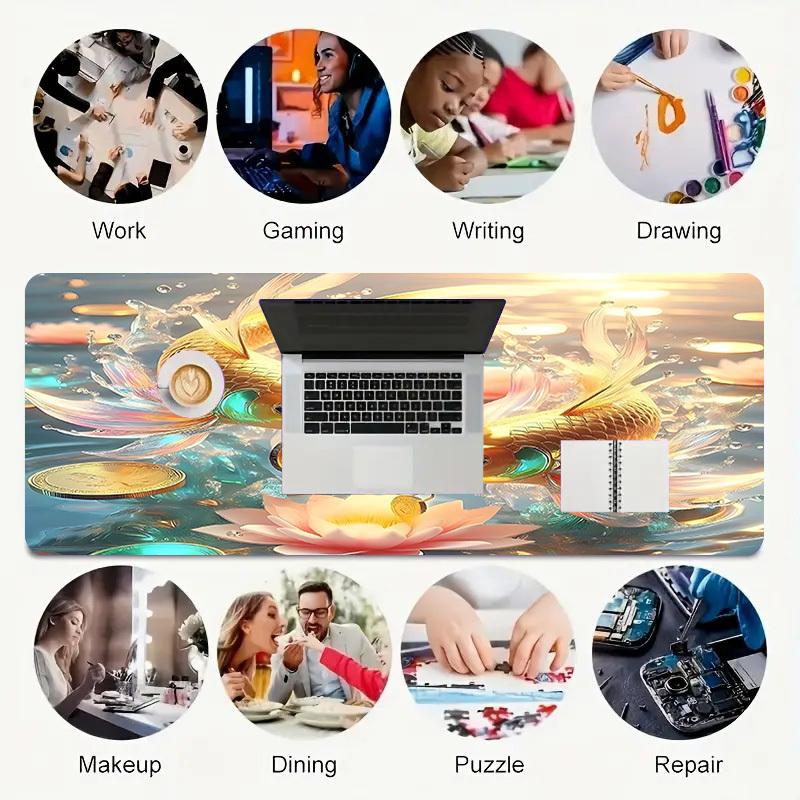 1PC Fish Money Oversized Mouse Pad - Non-Slip Rubber Base Perfect for Office School Esports Home Decor Desk Mat 241A