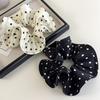 Scrunchies de păr retro din satin franțuzesc cu buline și volane, bentițe de păr cu elasticitate ridicată pentru femei, elastice elegante pentru păr, accesorii de păr la modă pentru femei