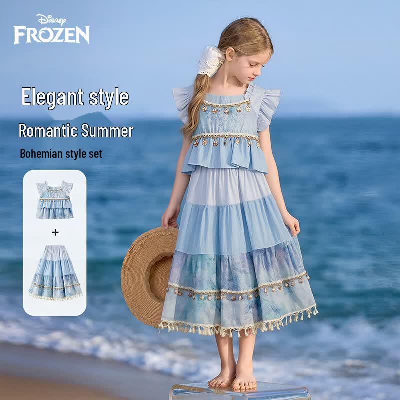 Disney Girls  Summer Puff Sleeve Top & Bohemian Skirt Set 160