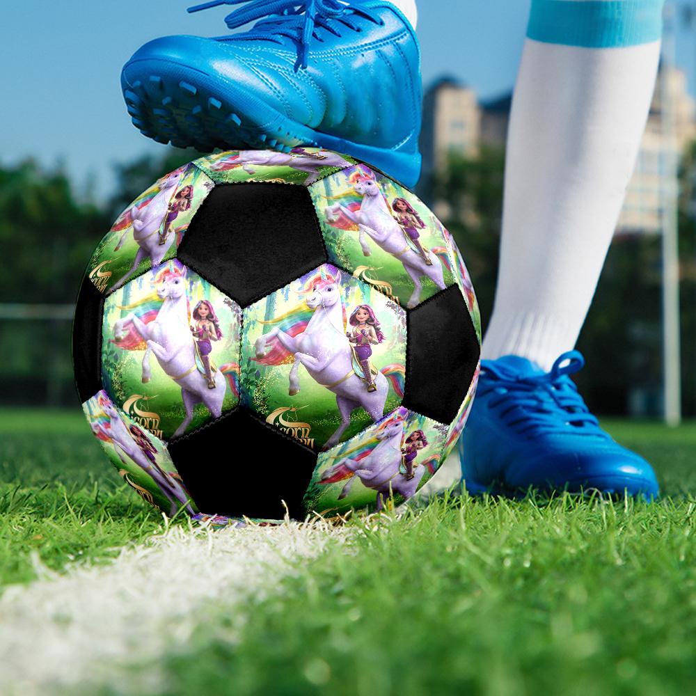 Unicorn Academy Indoor Soccer Ball Colorful Machine Stitched PVC Size 5 Team Training Competition Ready Durable High-Bounce Cool Sports Gift