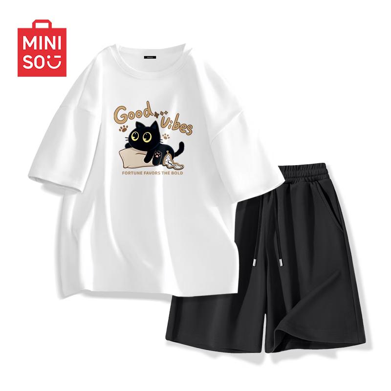 

Miniso Men s Pure Cotton Casual Short Sleeve & Shorts Set 4XL