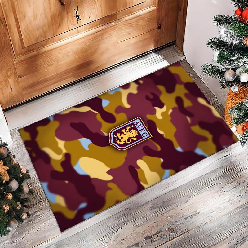 Tappeto in Velluto di Cristallo con Stampa Calcio Aston Villa, Comodo Assorbente d'Acqua Antiscivolo Tappeto per Pavimenti Interni
