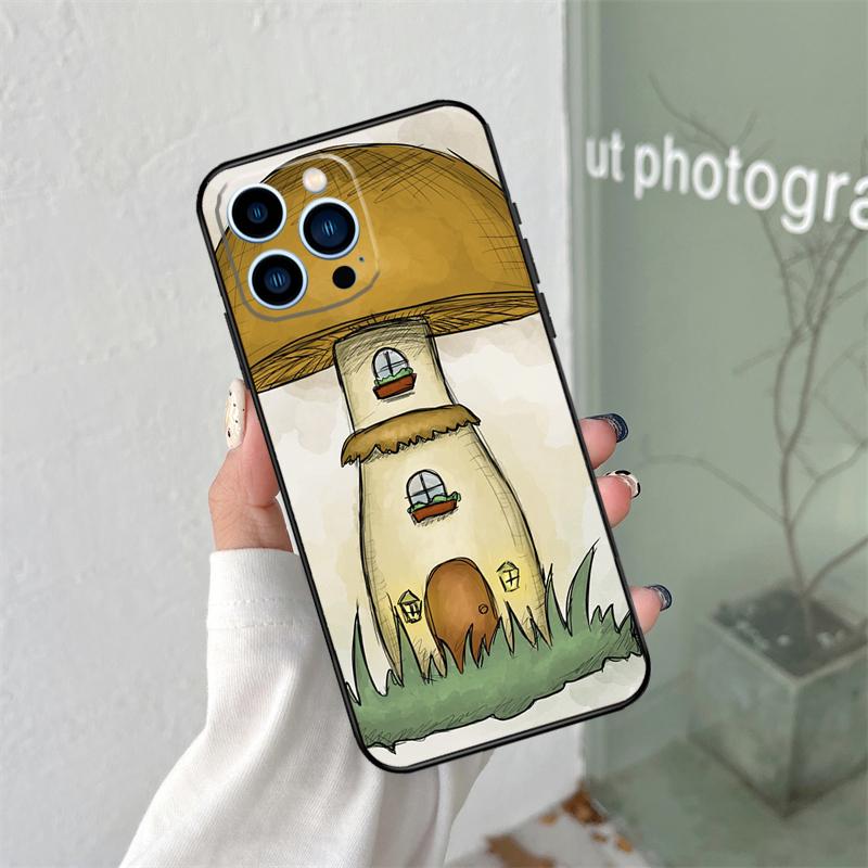 Mushroom Forest Case For iPhone 16 15 11 12 13 14 Pro Max Plus XS X XR 12 13 Mini Back Cover