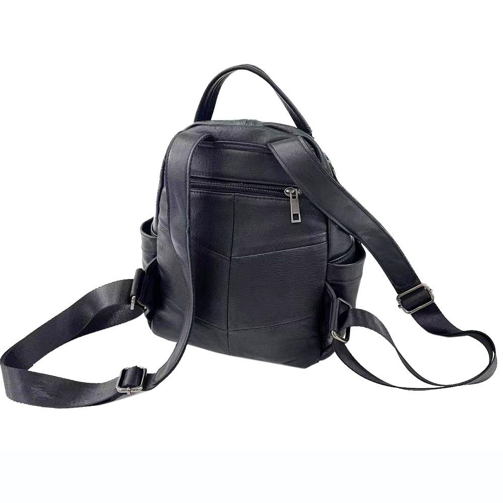 All Leather Backpack Black Cowhide Fashion Versatile Soft Leather Women'S Backpack Women'S Bag