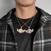 European-American Hip Hop Angel Wings Zircon Photo Frame Pendant Necklace
