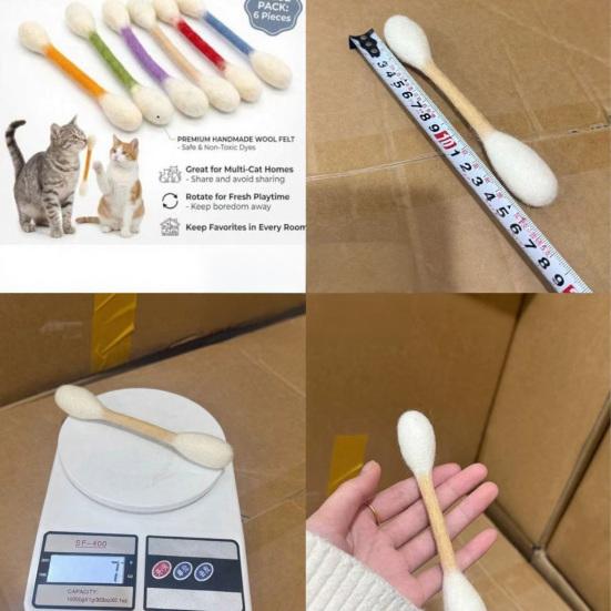 6Pcs Cotton Swab Cat Toys Felt Giant Swab Catnip Cat Toys Kitty Chew Sticks Kitten Kicker Toys for Indoor Cats Teething Enrichment