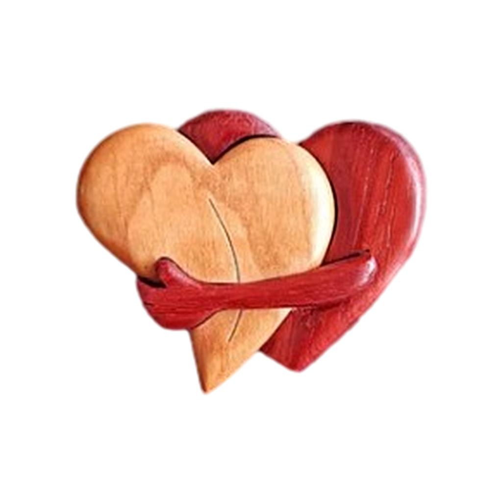 Collectible Wooden Love Heart Statue Wooden Sculpture Handmade Crafts for Birthday Valentine's Day