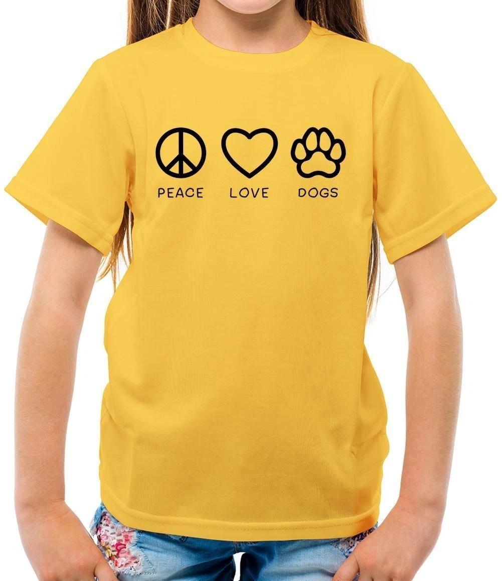 Peace, Love And Dogs - Kids T-Shirt - Cute Dog Puppy Loves Animal Animals 160