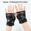 Pulsera con Hebilla Metálica Guantes de Cuero Lacado Medio Dedo Guantes Góticos Fiesta de Discoteca