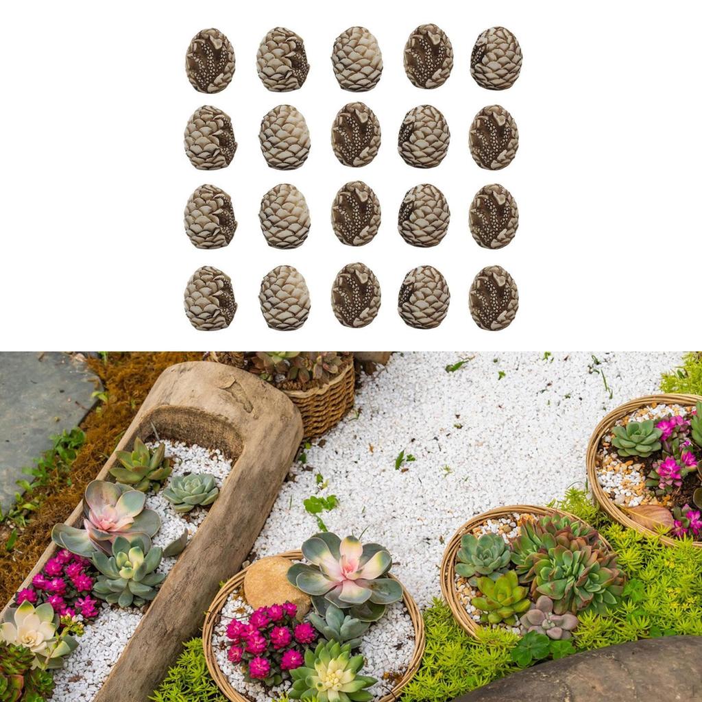 20Pcs Mini Dinosaur Eggs Decorative Resin Stones Yard Lawn Ornament Landscaping for Flower