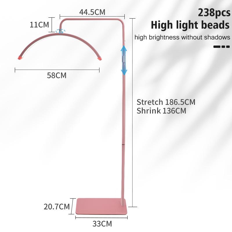 U-Shaped LED Nail Art & Beauty Light with Stepless Dimming, Eye Protection, Floor-Standing, 28-Inch