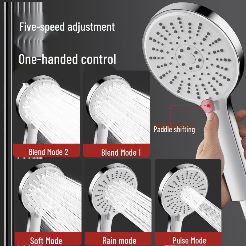 Handheld Pressurized Rain Shower Head with Turbine Nozzle for Household Use