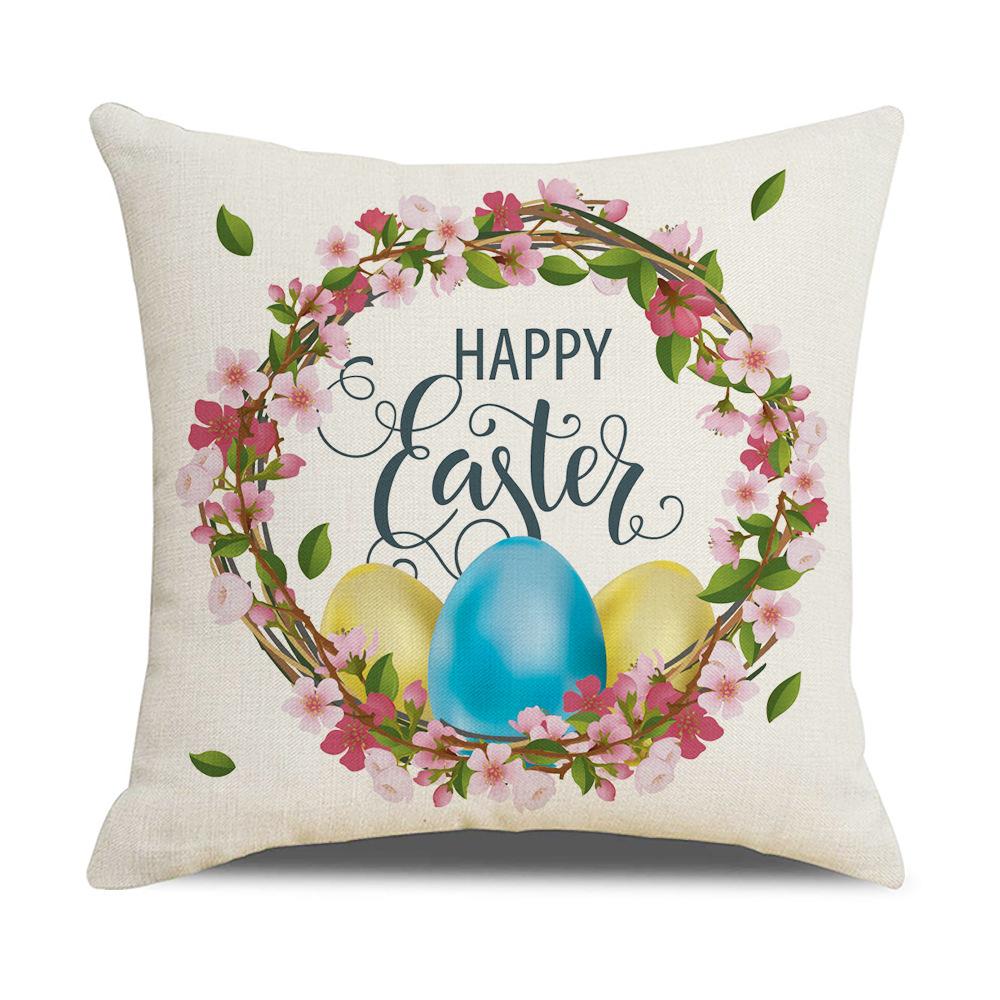 Cartoon Easter Pillowcase Linen Household Products Printed Pillowcase Rabbit Series Cushion