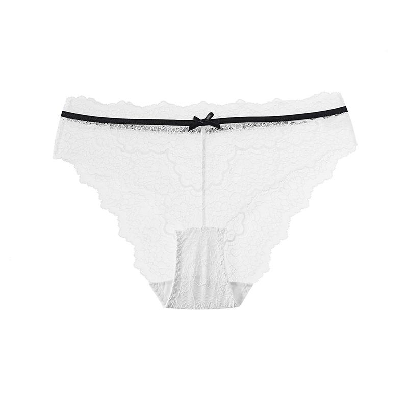 TERMEZY Women Lace Sexy Panties Breathable Underpants Seductive Soft Briefs Low-Rise Bow Hollow Out Transparent Lingerie