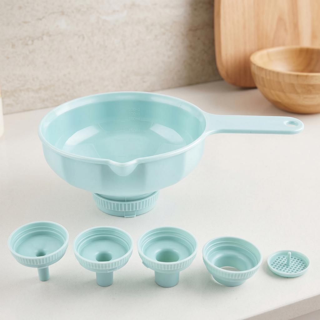 Kitchen Funnel Set Multi Function Versatile Cooking Funnels with Removable Filter Food Grade Liquid Remover for Liquids&Powders