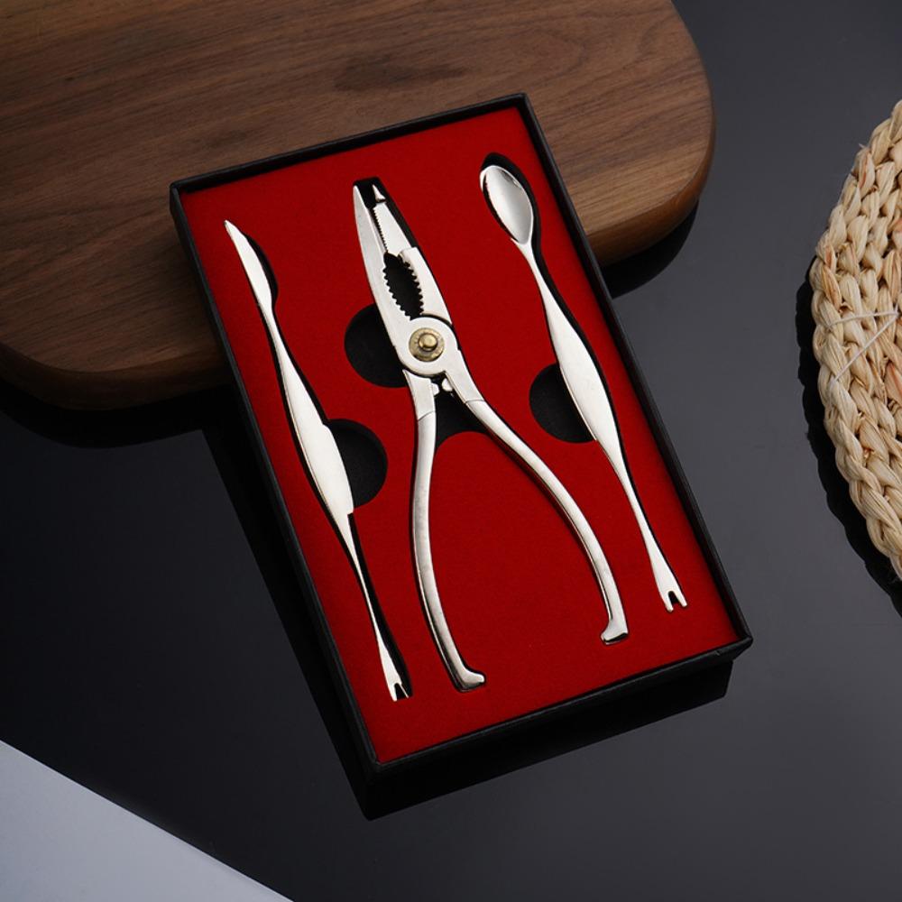 3pcs Zinc Zinc Zinc Alloy Crab Stripping Forceps High Hardness Crab Picks Spoons Set  Restaurant