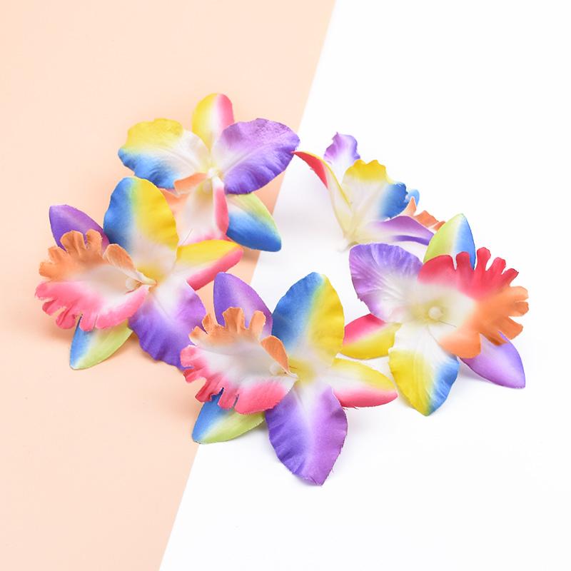 10 Pieces Artificial Flowers Cheap Silk Butterfly Orchid Home Decoration Accessories Brooch Diy Christmas Wreath Fake Plants