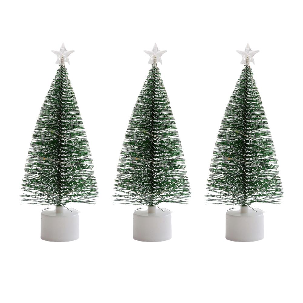 

3pc Mini Artificial Christmas Tree with Colorful LED String Lights, Mini with Bases Pine Xmas Tree DIY Christmas Home Decor