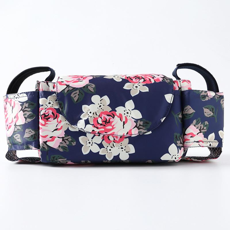 Baby Stroller Organizer Bag With Oxford Fabric Multiple Storage Pouch For Bottle And Water Cup Holding