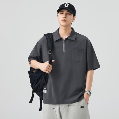 Camisa POLO Masculina de Verão Nova Solta de Manga Curta Masculina Lapela Fina T-shirt Curta