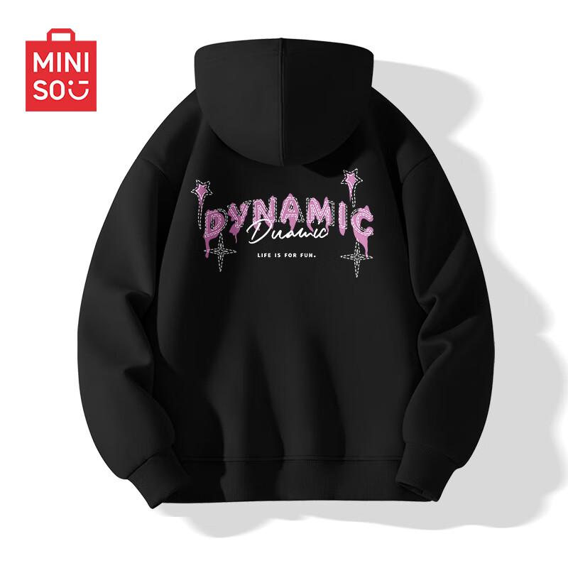 Мужская толстовка с капюшоном MINISO в американском ретро стиле M чёрный