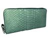 GUODI Echte Pythonleder Mattes Finish Langes Portemonnaie mit Reißverschluss rundherum und Kartenfach, TK-AB20LW3 (Zypern Grün), Unisex Schlangenleder Geldbörse