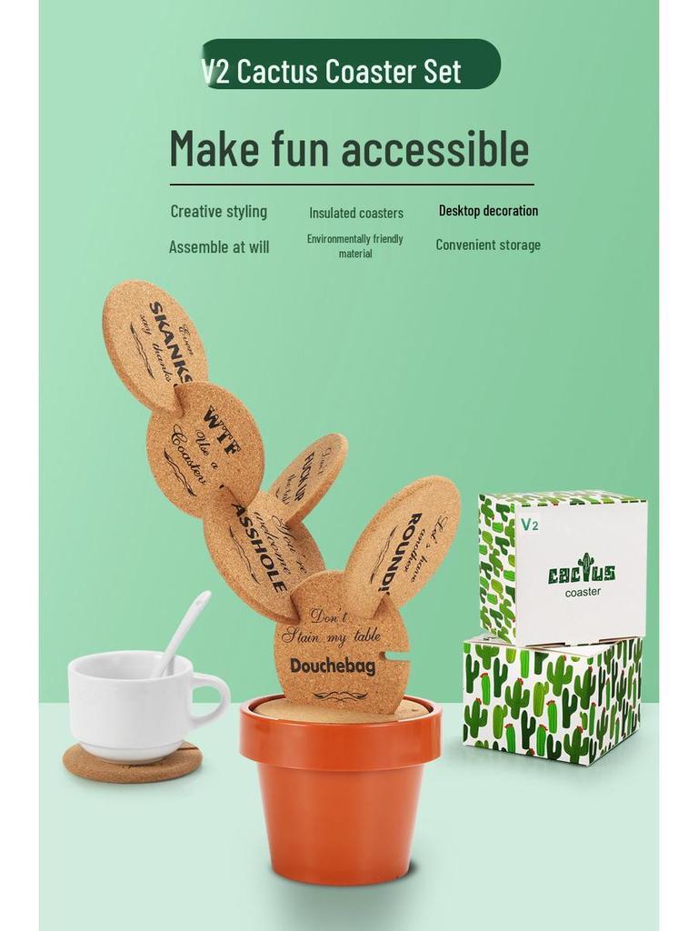 Eco-friendly Non-slip Cactus Coaster: DIY Heat-Resistant Tea Mat & Multi-functional Home Ornament