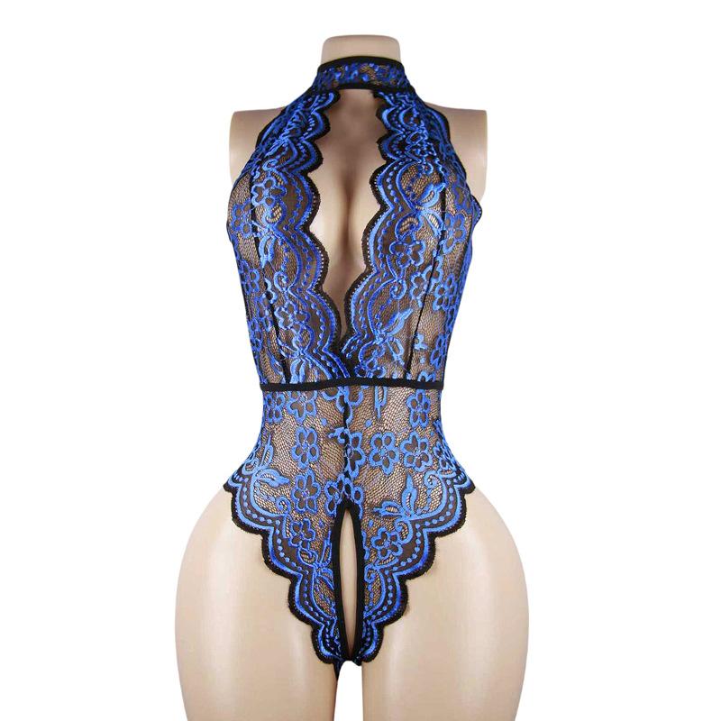 Night Concubine Lace Perspective Pack Deep V Open File Neck Free onesie Sex Underwear