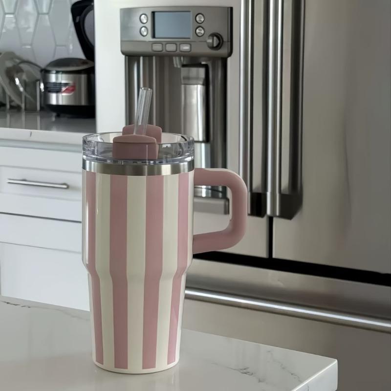 Garrafa Térmica de Água de 20oz Com Alça e Canudo Utensílio para Beber Quente Frio Aço Inoxidável Garrafa Térmica Portátil Copos de Café para Carro Caneca Térmica