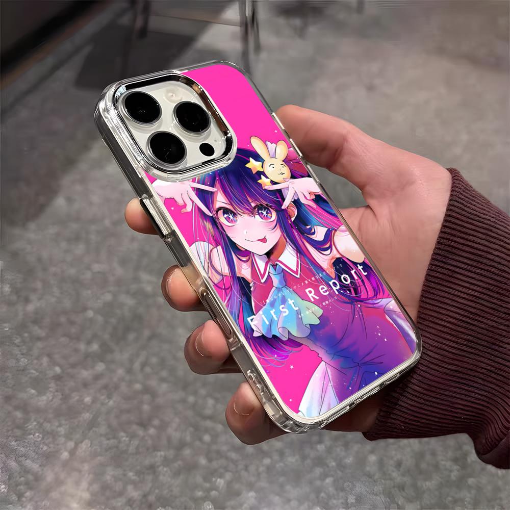 Oshi No Ko Anime Ai Hoshino Phone Case For IPhone 17 Air 16 E 15 14 13 12 11 Plus Pro Max Electroplated Transparent Soft Shell