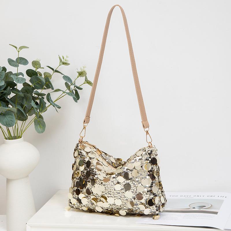 

Sequined crescent bag, personality trend, new fashion summer chain, one shoulder crossbody dumpling bag шампанского