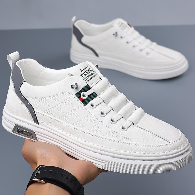 

Men s shoes 2025 new trend versatile men s casual shoes men s board shoes spring soft-soled soft leather breathable leather shoes 44 білий