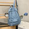 Large Capacity Denim Solid Color Student Backpack High Value Men and Women's Same New Casual Backpack