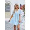 Summer Women's Dress New Solid Color V-Neck Loose Pleated Dresses