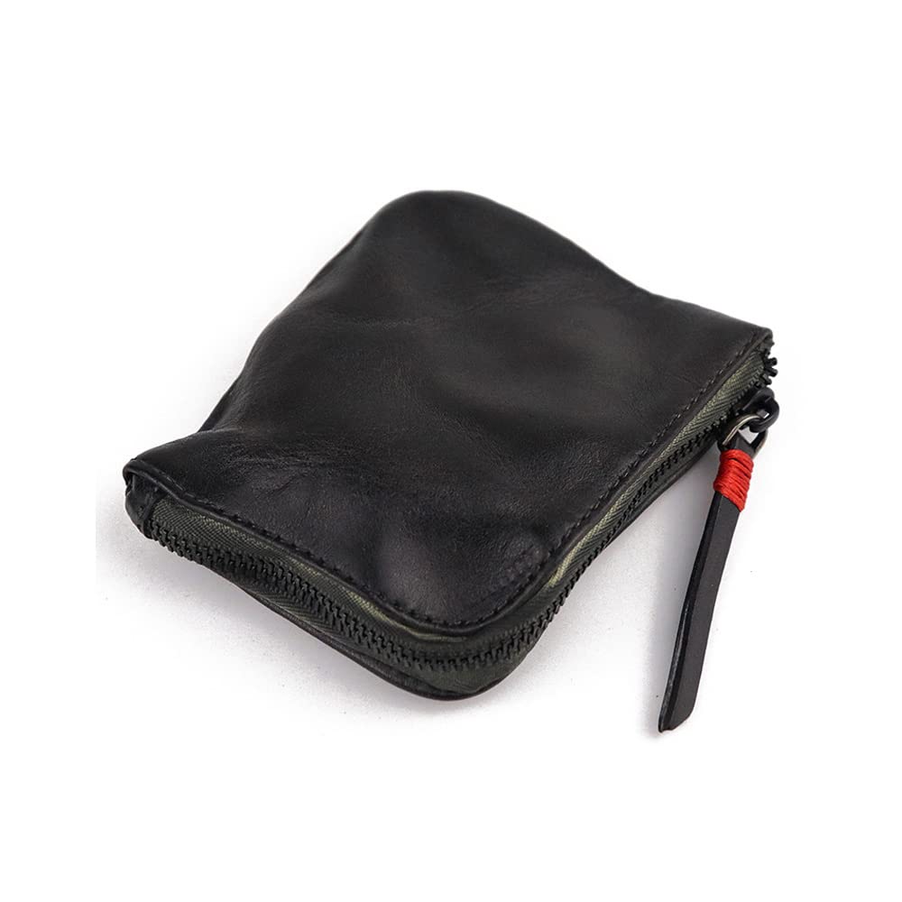 

Whatna Tanned Leather Coin Coin Billfold Card Zipper Short Genuine SG6122 Purse, Case, Men s & Women s, & Holder, L-shaped Wallet, Palm-sized, чорний